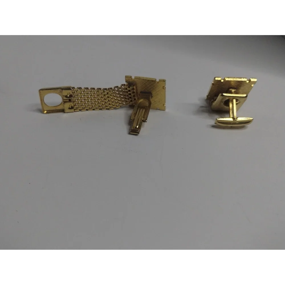 Vintage Gold Tone Masonic Scottish Rite Double Headed Eagle Wrap Mesh Cufflinks